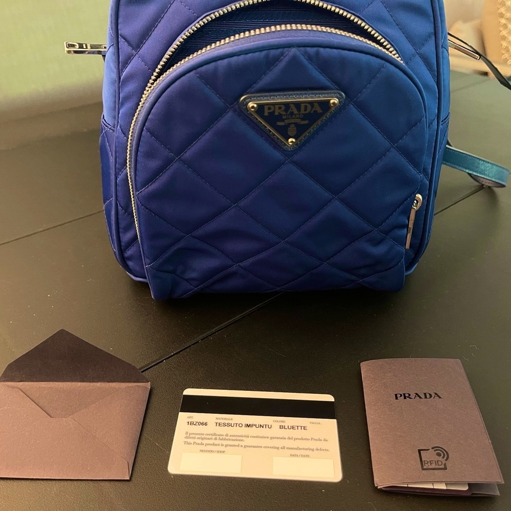 Authentic Prada Re-Nylon Royal Blue Chic Backpack New with Tags!! - Picture 8 of 9